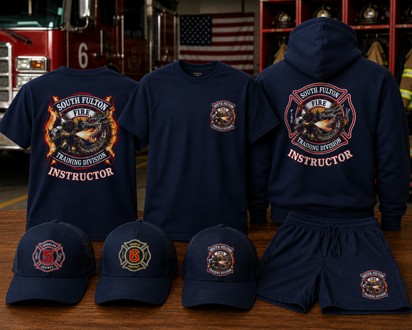 Custom fire department apparel produced by USA Custom Gear
